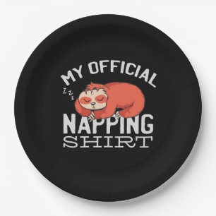 Mijn officiële dutje-shirt luiaard papieren bordje