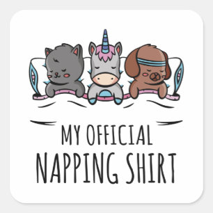 Mijn officiële shirt slaapt Unicorn Dog Cat Vierkante Sticker
