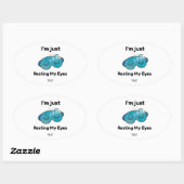 Mijn ogen rusten aangepaste naam grap persoonlijk ovale sticker (Vel)