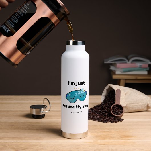 Mijn ogen rusten Aangepaste naam grap Persoonlijk Waterfles (Koffie (Gedraaid)  )