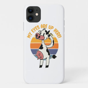 Mijn ogen zijn hierboven! - Grappige koeienuier af iPhone 11 Hoesje