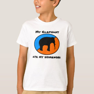 Mijn olifant at mijn huiswerk op t-shirt