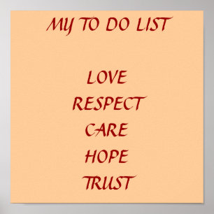 MIJN OM DE LIJST TE HOUDEN RESPECT CARE HOPE TRUST POSTER