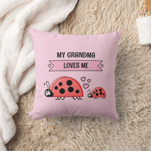 Mijn oma houdt van mij lieveheersbeestjes roze bab kussen