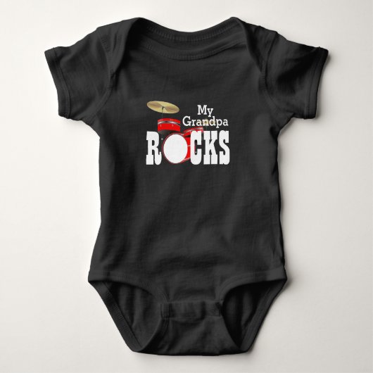 "Mijn opa Rocks" met Drum Set Baby Bodysuit! Romper (Voorkant)