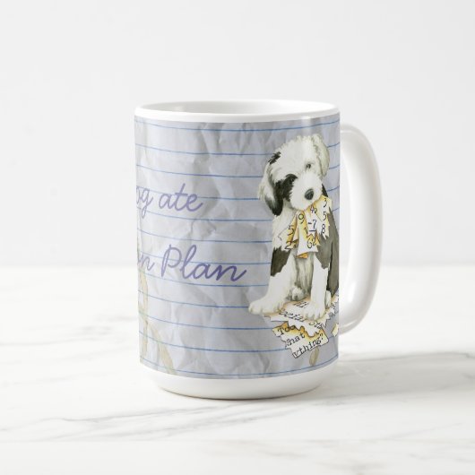 Mijn oude Engelse Sheepdog Ate mijn Lesson Plan Koffiemok (Voorkant rechts)
