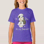 Mijn oude Engelstalige Sheepdog Ate Mijn thuiswerk T-shirt (Voorkant)