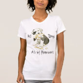 Mijn oude Engelstalige Sheepdog Ate Mijn thuiswerk T-shirt (Voorkant)
