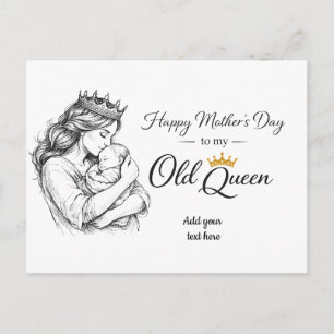Mijn Oude Koningin Gepersonaliseerd Moederdag Cade Briefkaart