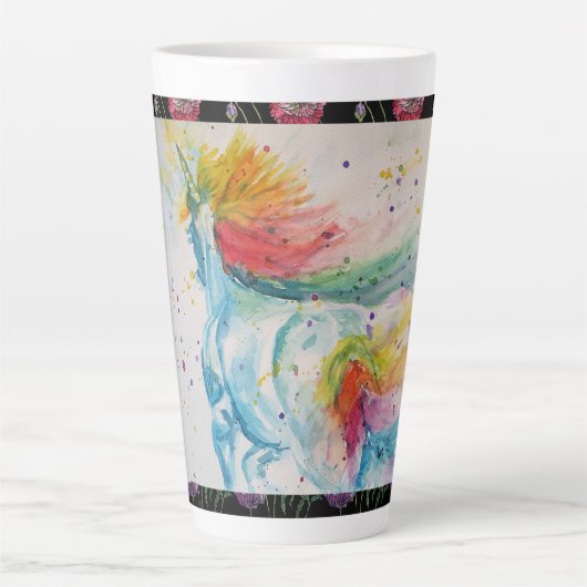 Mijn Paard Regenboog Eenhoorn Waterverf Latte Mok (Voorkant)