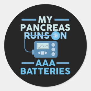 Mijn pancreas loopt op Aaa Batteries Type 1 diabet Ronde Sticker