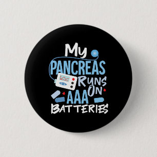 Mijn pancreas loopt op AAA batterijen Type 1 diabe Ronde Button 5,7 Cm