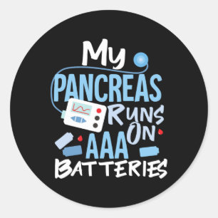 Mijn pancreas loopt op AAA batterijen Type 1 diabe Ronde Sticker