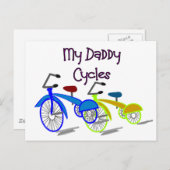 Mijn papa fietsen - Kinder T-shirts fietsen Briefkaart (Voorkant / Achterkant)