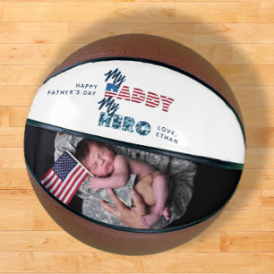 Mijn papa Mijn held Militair Quote Foto Vaderdag Basketbal