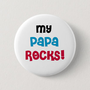 Mijn Papa Rocks Tshirts en geschenken Ronde Button 5,7 Cm