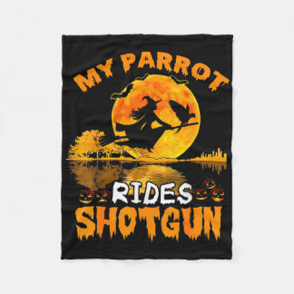 Mijn papegaai rijdt Shotgun Witch Fly Broomstick n Fleece Deken