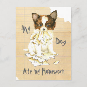 Mijn Papillon Ate mijn thuiswerk Briefkaart