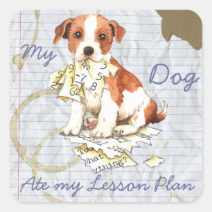 Mijn Parson Russell Terrier Ate Mijn Lesson Plan Vierkante Sticker