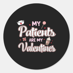 Mijn Patiënten Zijn Mijn Valentijnsdag Verpleegste Ronde Sticker