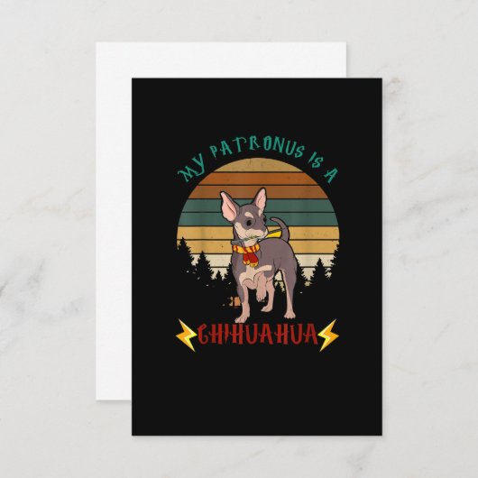 Mijn Patronus is een Chihuahua Funny Gift Hondenli RSVP Kaartje (Voorkant / Achterkant)