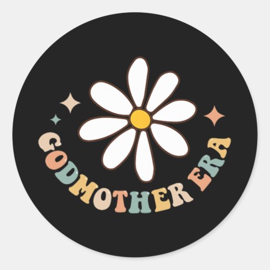 Mijn peetmoeder Era Lover Groovy Retro Moederdag O Ronde Sticker (Voorkant)