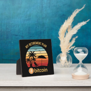 Mijn Pensioenplan Bitcoin Strand Zonsondergang Fotoplaat