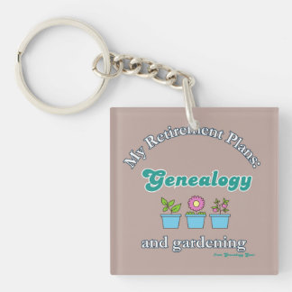 Mijn pensioenplannen: Genealogie en tuinieren Sleutelhanger