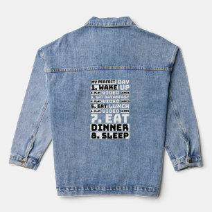 Mijn perfecte dag gamer grappige dagelijkse routin denim jacket