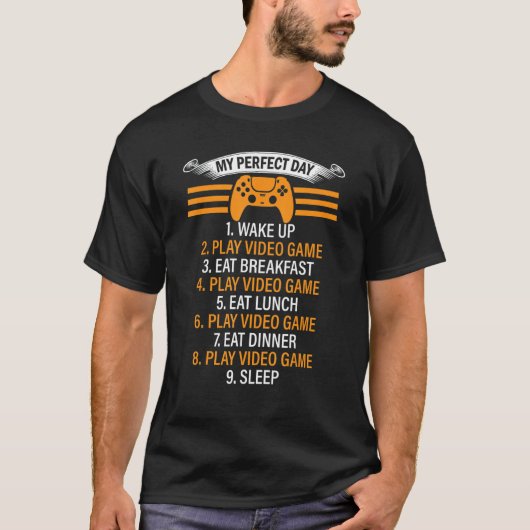 Mijn perfecte dag videogames Cool Gamer 2 T-shirt (Voorkant)