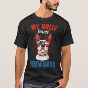 Mijn pestkop houdt van vuurwerk 4 juli Patriotic D T-shirt