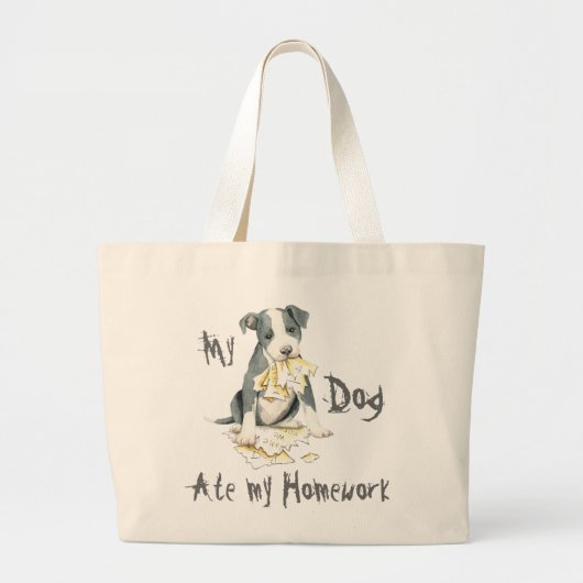 Mijn Pit Bull Ate Mijn Homework Grote Tote Bag (Voorkant)