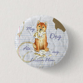 Mijn plan van Shiba Inu Ate Mijn Lesson Ronde Button 3,2 Cm