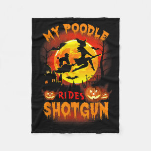 Mijn Poodle Rijdt Grappige Halloween Hondenliefheb Fleece Deken