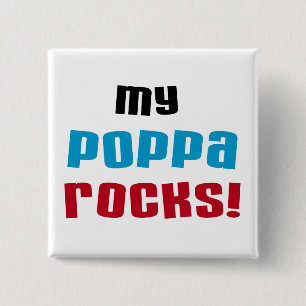 Mijn Poppa Rocks Tshirts en geschenken Vierkante Button 5,1 Cm