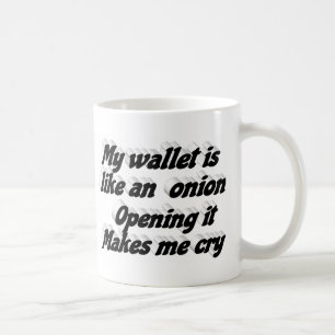 Mijn portemonnee grappige quote zwarte typografie koffiemok