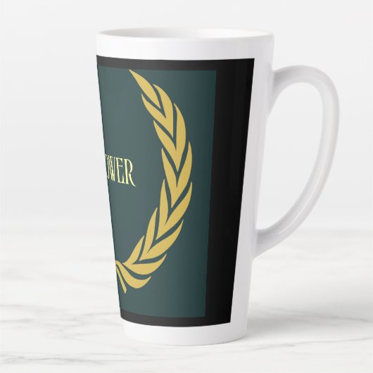 Mijn Power Text Yellow Crown Afbeelding Latte Mok (Rechts)