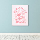 Mijn prachtige World Retro Flowers Canvas Afdruk (Insitu (Houten vloer))