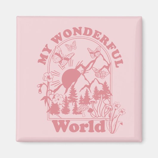 Mijn prachtige World Retro Flowers Magneet (Voorkant)