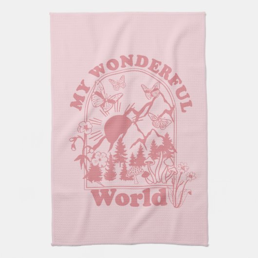 Mijn prachtige World Retro Flowers Theedoek (Verticaal)