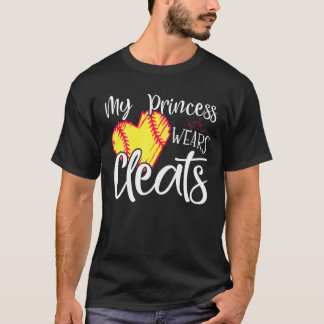 Mijn prinses draagt Cleats Softball mama pa Baseba T-shirt