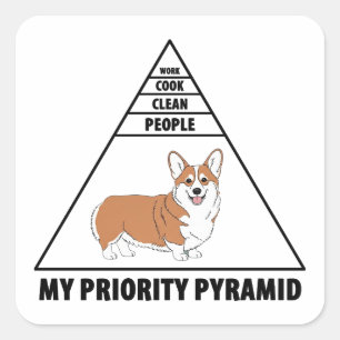 Mijn Prioriteit Piramide Corgi Vierkante Sticker