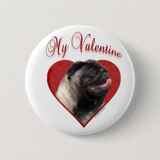 Mijn Pug Valentijn Ronde Button 5,7 Cm (Voorkant)