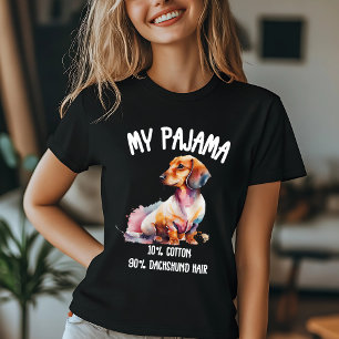 Mijn pyjama: 10% katoen, 90% teckel haar t-shirt
