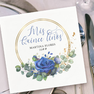 Mijn Quince Anos Blauwe Roos en Eucalyptus Feest Servet