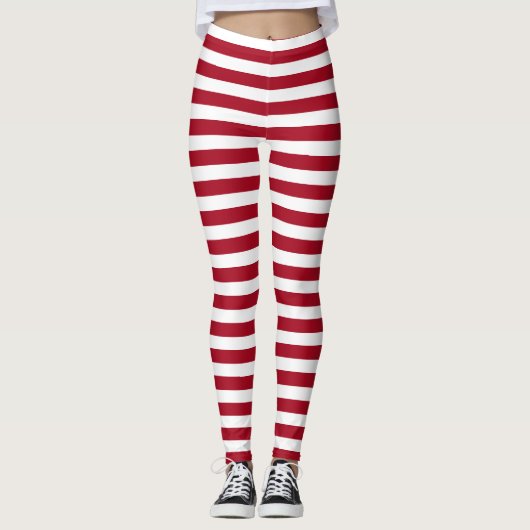 Mijn Ragdoll ~ Rode & Witte Stripes Leggings (Voorkant)