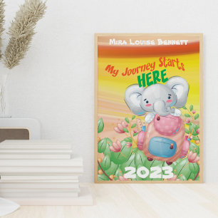 Mijn reis begint hier met Naam Kinderkamer Poster