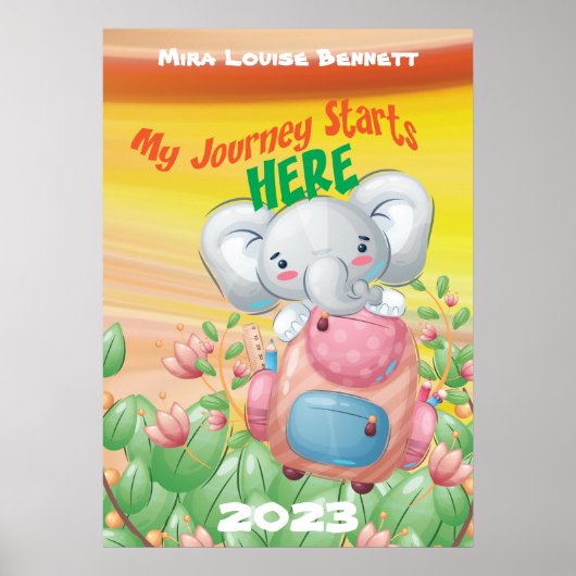 Mijn reis begint hier met naam kinderkamerposter poster (Voorkant)