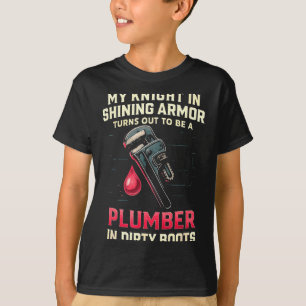 Mijn ridder in grappige glanzende loodgieter vrouw t-shirt