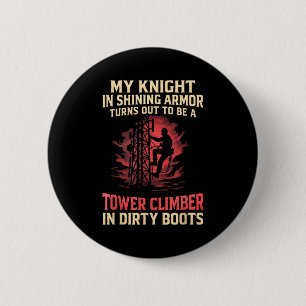 Mijn Ridder In Lachende Torenklimmende Vrouw Ronde Button 5,7 Cm